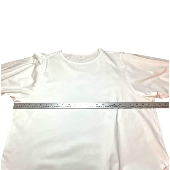 UNIQLO 100% Cotton 3/4 Sleeve Crew Neck Blouse Top Smocked Cuffs US Sz XL - Picture 5 of 7